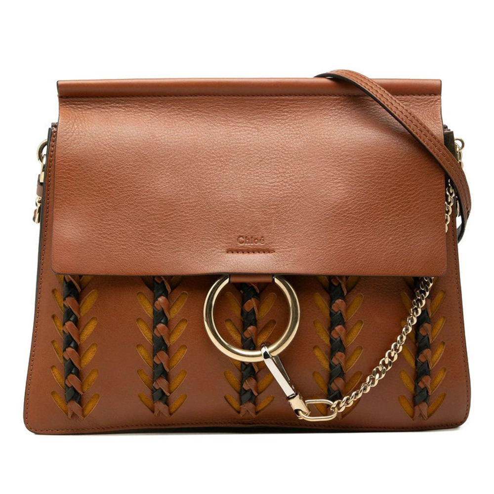 Chloe Faye Crossbody Bag Brown Black Leather